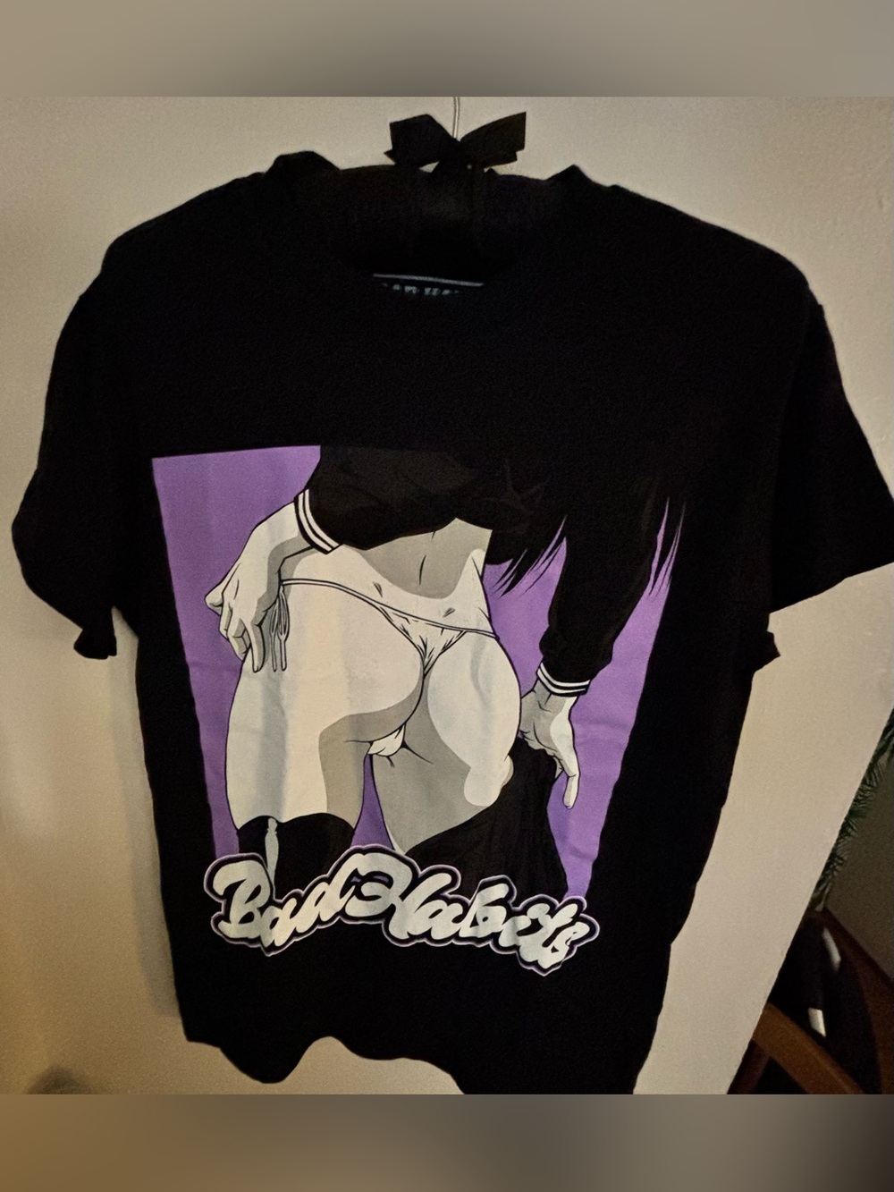 Bad Habit Black Tee with White Logo Print